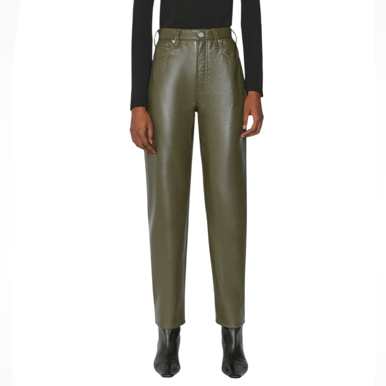 New Frame Le High 'N' Tight Stretch-Leather Straight Leg Pants